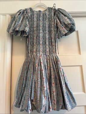 Damson Madder Floral Smocked Mini Dress with Puff Sleeves